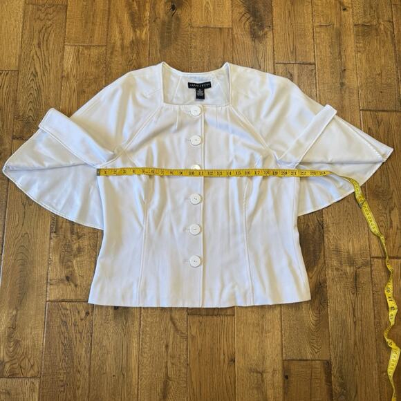 Larry Levine Stretch 3/4 Sleeve Button Down Blazer Blouse Ivory Womens Sz XL - Picture 4 of 5